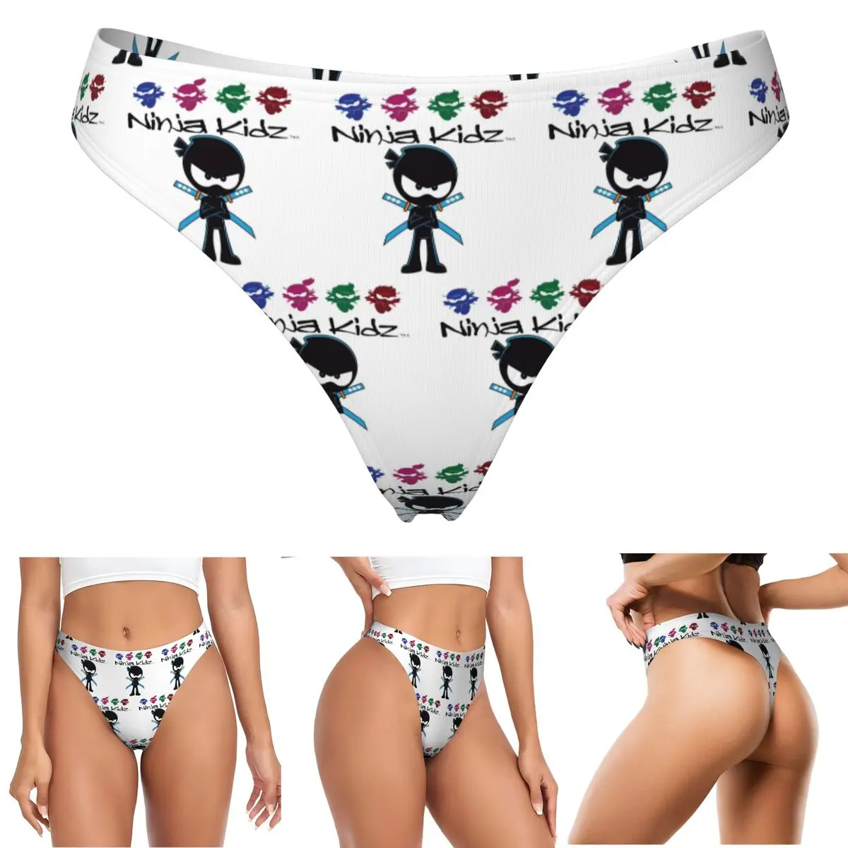 calcinhas-g-string-personalizadas-ninja-kidz-respiraveis-para-mulheres-confortaveis-e-elasticas