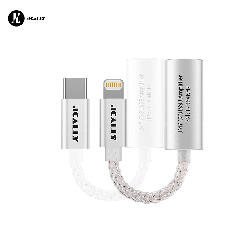 JCALLY JM7 USB TypeC/Lightning To 3.5mm Digital Audio Cable For Android/Apple ios Earphone Adapter Line DAC AMP 32bit/384KHz - Image 6
