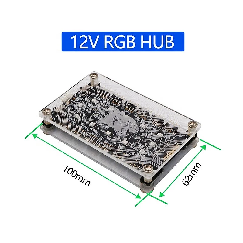 12 Ports 4Pin 12V RGB Fan Hub 12 * 4 Pin LED Controller with Magnetic Pad