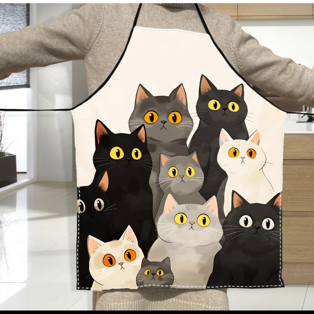 Home Cooking For Cats - Grazioso Grembiule con Motivo Famiglia di