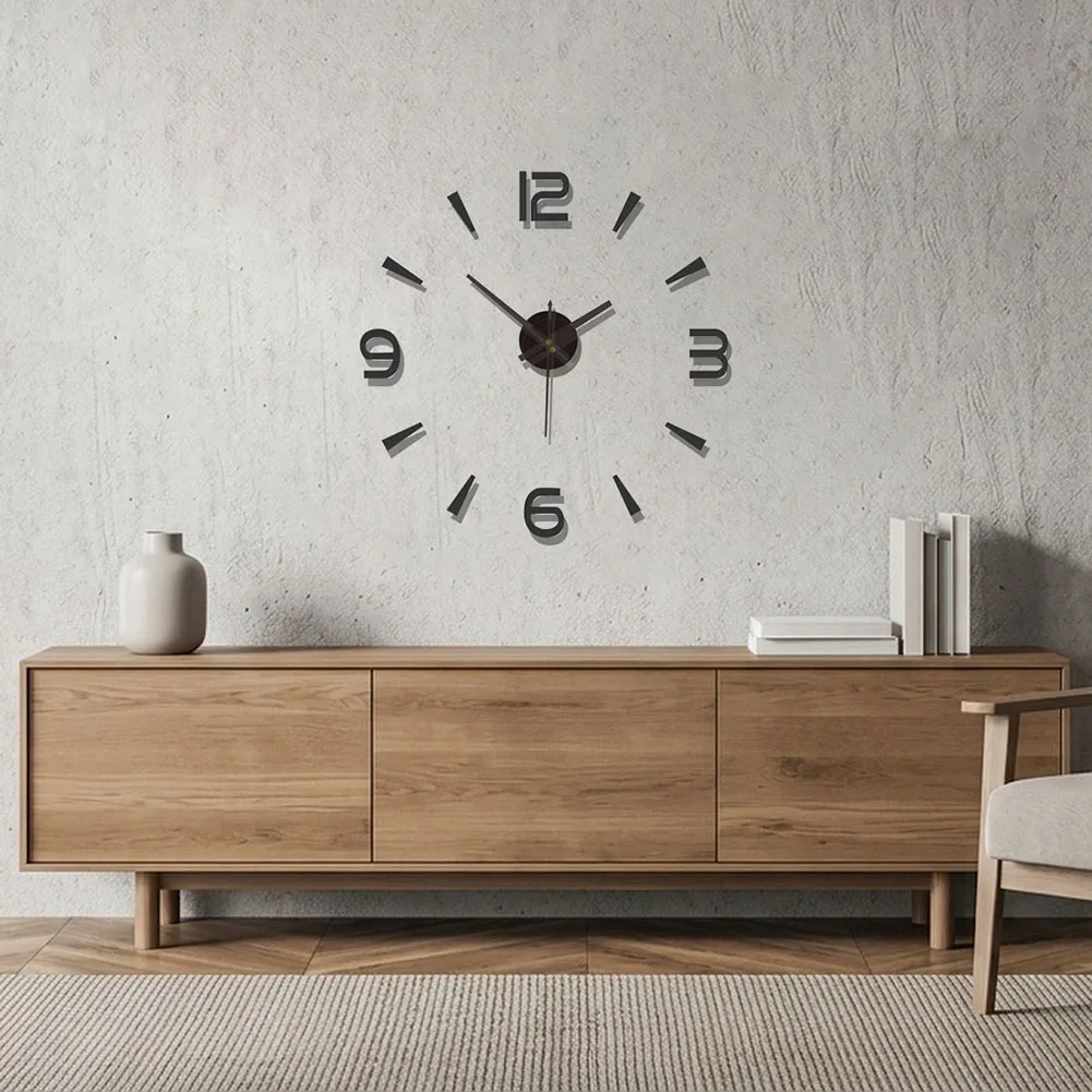 Home Office Golden 3D Mirror Wall Clock Home Decor Clock Stylish Design Customizable Dimensions Easy To Use Premium Material