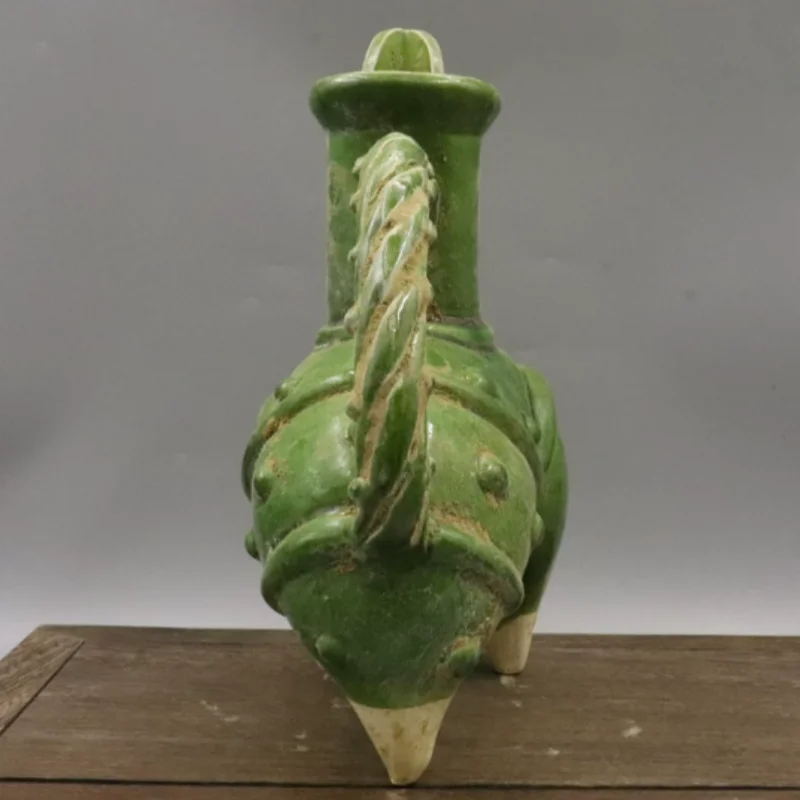 Tang Sancai Green Glazed Three-legged Goblet - Beast-leg Ceramic Wine Cup, Classic Desktop Display & Collectible