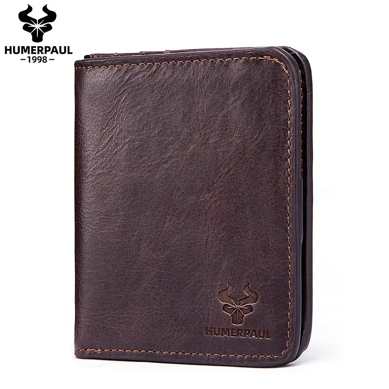 Slim Male Wallet 100% Cowhide Leather Card Holder for Men Thin Mini ID Credit Cardholder Purse Minimalist Front Pocket Wallets