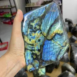Pretty Natural Crystal Quartz Polished Gemstone Large Labradorite Stone with Blue or Yellow Flashy