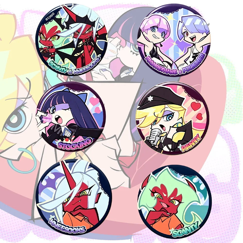 New Panty & Stocking with Garterbelt 58mm Badge Panty and Stocking Brooch Backpack Accessory Holiday Party Gift
