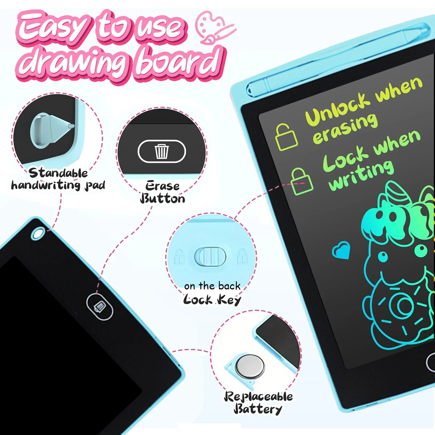 8.5 Inch LCD Writing Tablet for Kids,Reusable Magic Drawing Board with Stylus,Erasable Doodle Pad Toy Gift For 3-12Y Girls Boys