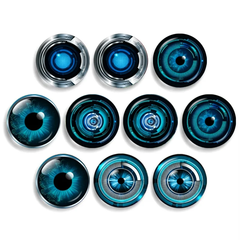 5 Pairs Technological Sense Fantasy Eye Toys 12mm 14mm 16mm 20mm 25mm 30mm Handmade Photo Glass Cabochons DIY Making Accessories