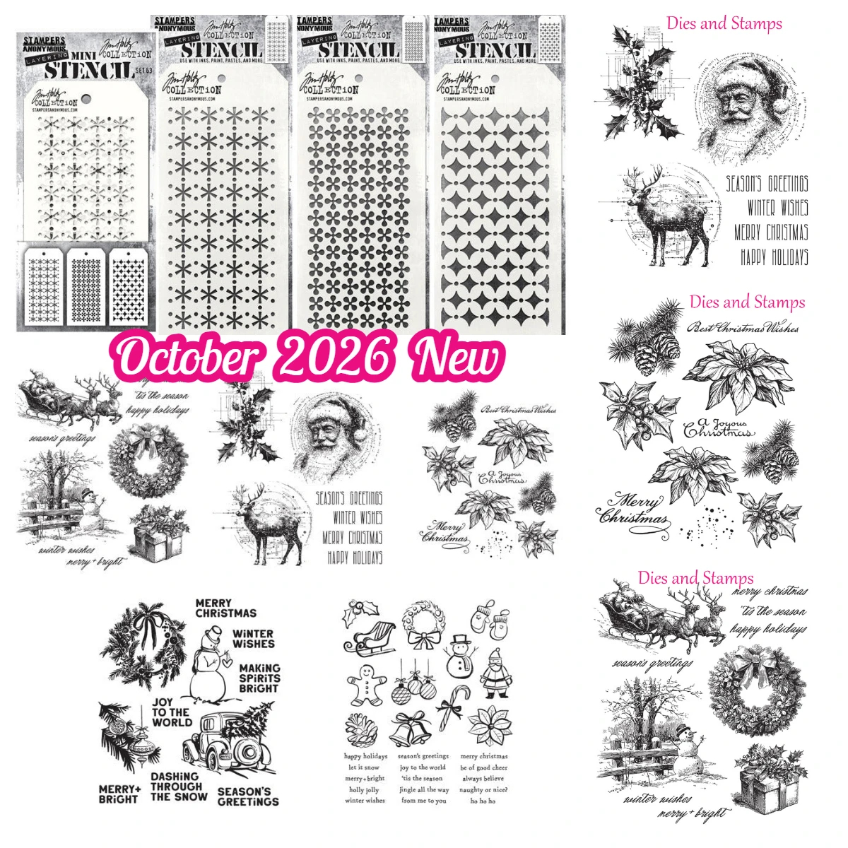 October 2026 New Holiday Botanical Christmas Festive Schematic Retro Snowflake Cutting Dies Stamps for DIY Scrapbook Make Craft