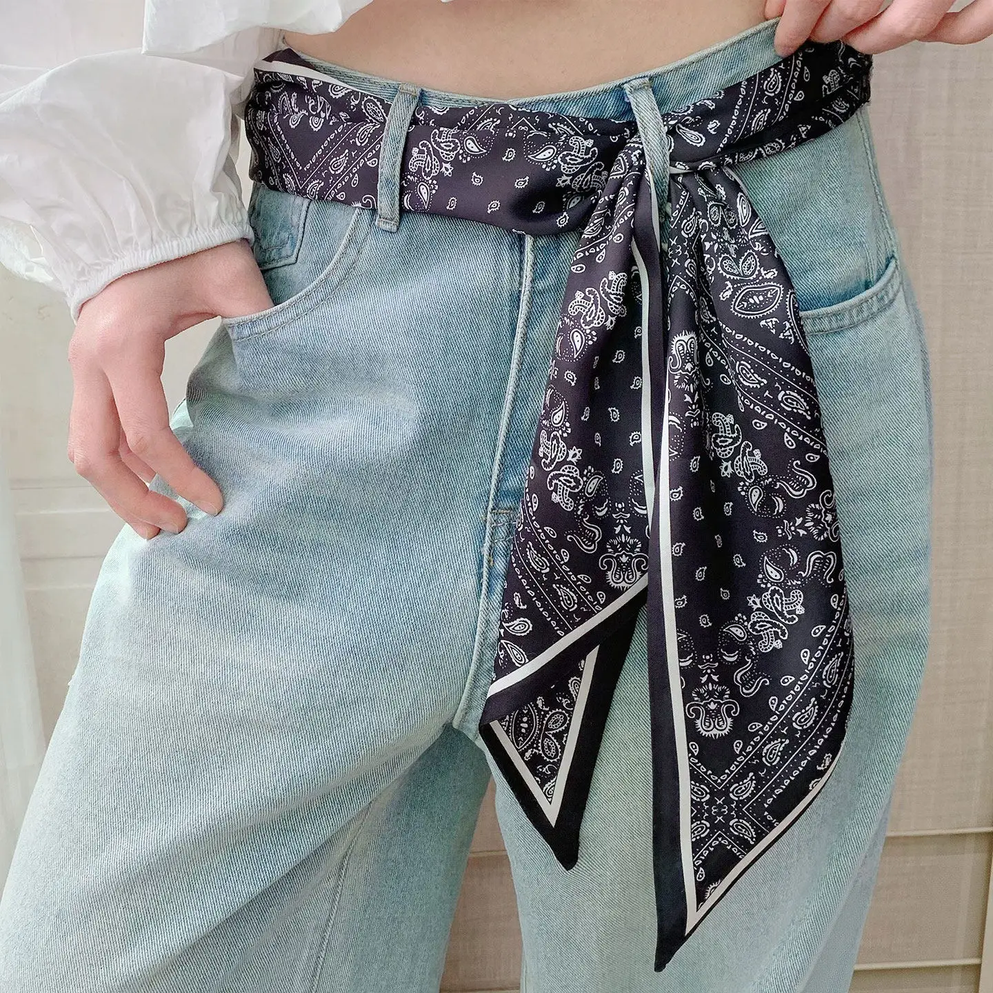 

6.5x140cm Women Long Scarf Printed Silk Scarf Waistband Waist Belt Neck Scarf Hair Rope Tie Headbands Handle Ribbon Accessories