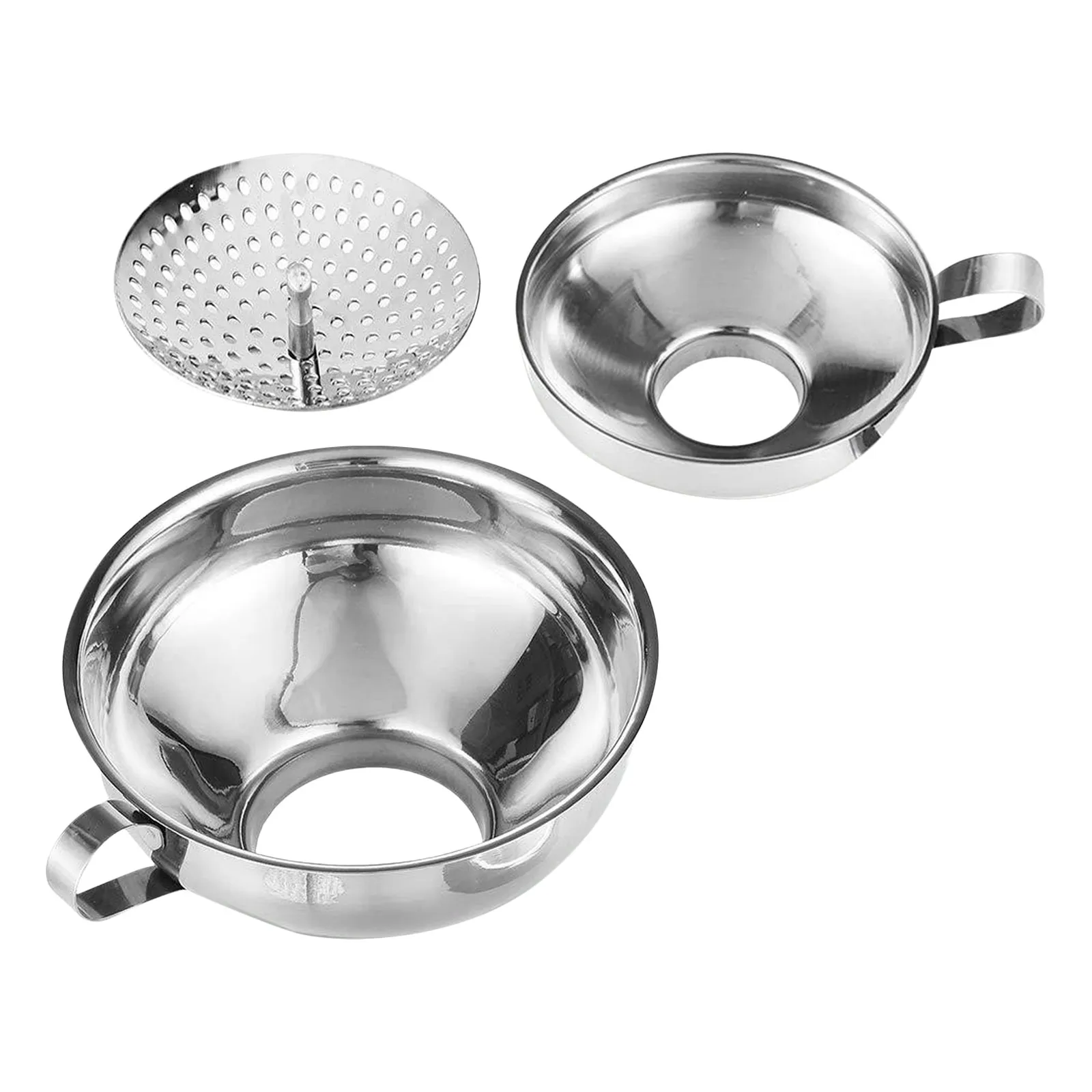 Juego de 3 Embudos de Acero Inoxidable de Boca Ancha para Cocina, para Envasar Mermelada, Frijoles, Salsas, Aceite, Granos, Ensaladas, Harina en Frascos Mason