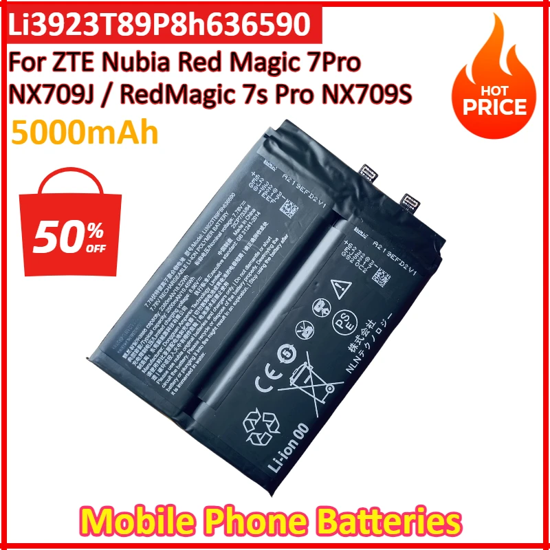 

5000mAh Li3923T89P8h636590 Mobile Phone Battery For ZTE Nubia Red Magic 7Pro NX709J / RedMagic 7s Pro NX709S Batteries