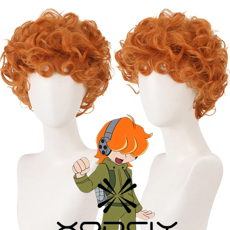 

Аниме-трусики и чулки с подвязками, парик для косплея Burifu, 30 см, короткие оранжевые, вьющиеся волосы, термостойкий синтетический парик + шапочка для парика
