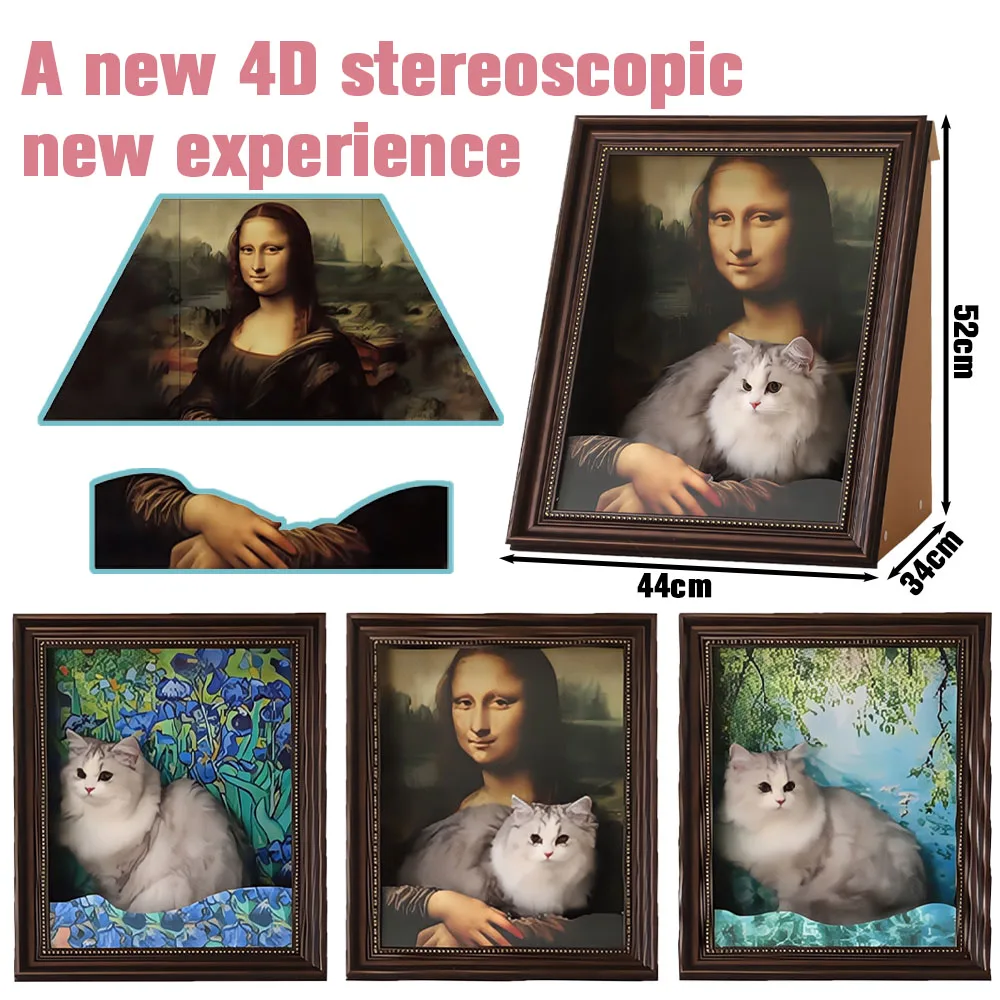 

4D Mona Lisa-Inspired Cat Scratcher Nest – Vintage Oil Painting Cat Scratching Board & Playhouse | Artistic Pet Furniture