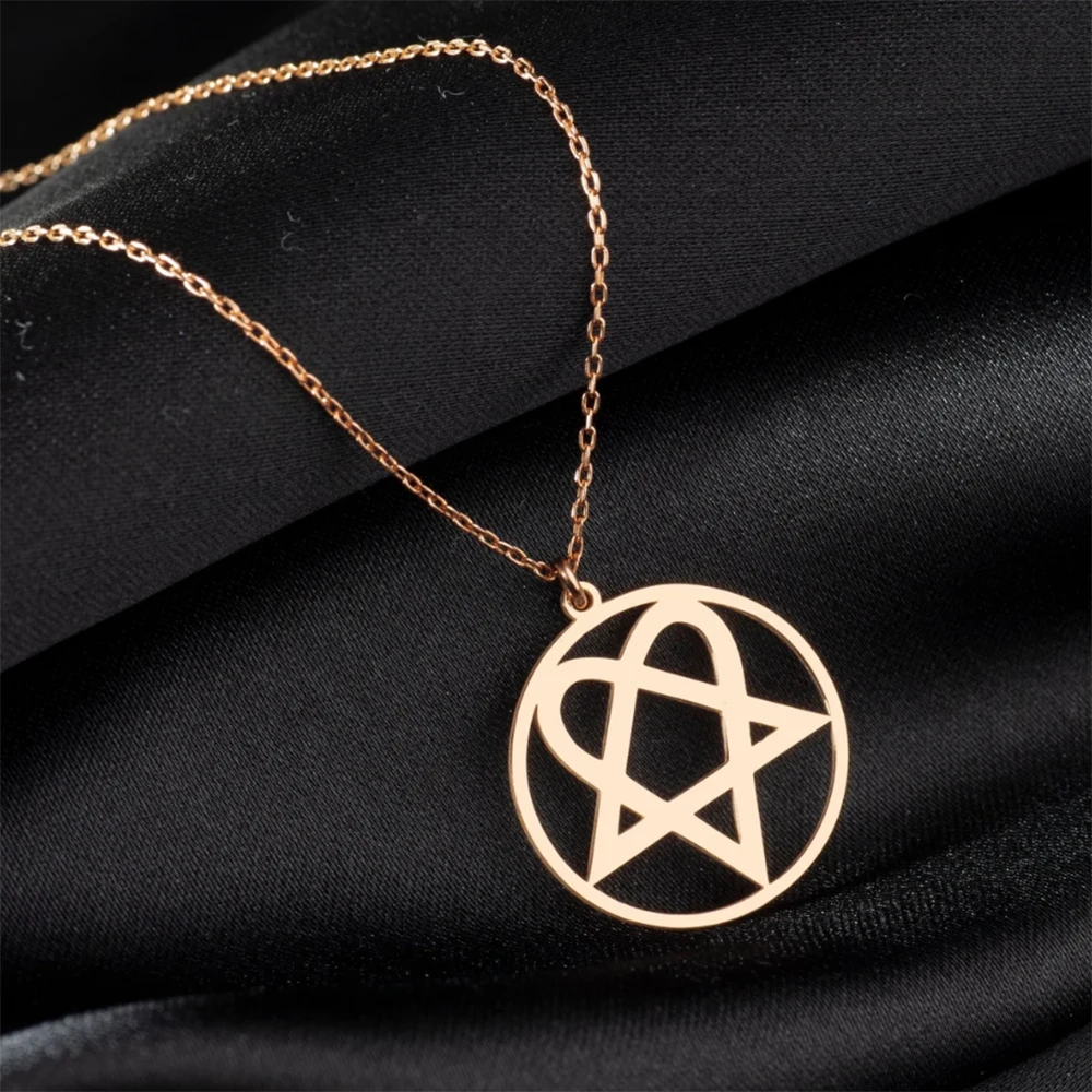 Gothic Pagan Witchcraft Style Pendant, Stainless Steel Metal Vintage Necklace, Religious Spirit, Star Shaped Party Gift