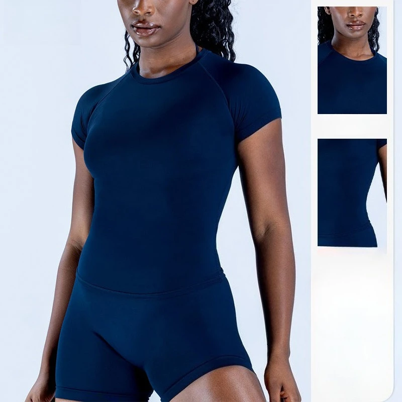 Fitness Short Sleeve T-Shirt Women's Yoga Sports Top Gym Sportswear High Stretch Corset Moisture-wicking Tights