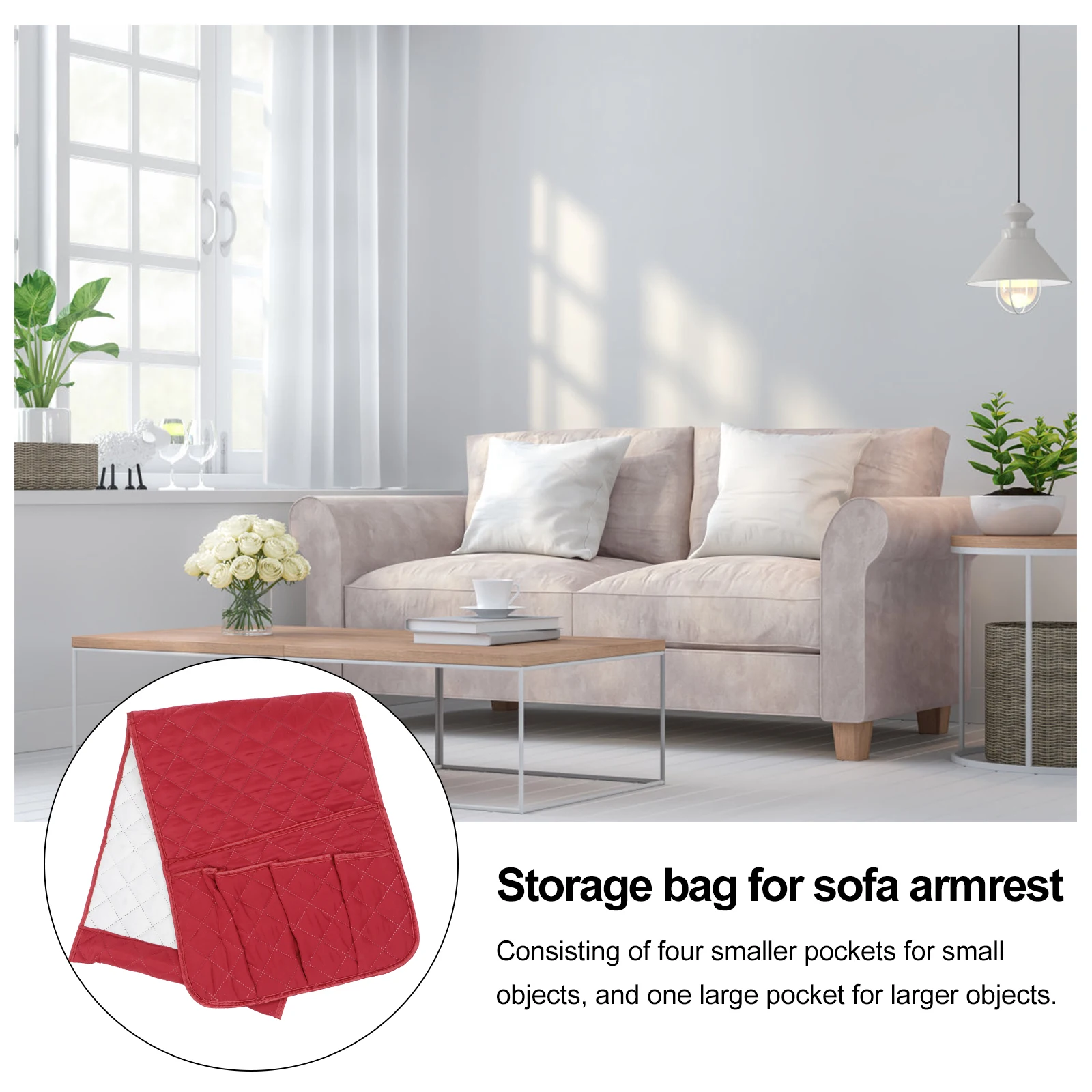 

Sofa Armrest Pouch With 4 Small 1 Large Pocket Bed Storage Organizer Remote Controller Holder Couch Snacks Pouch Cabinet