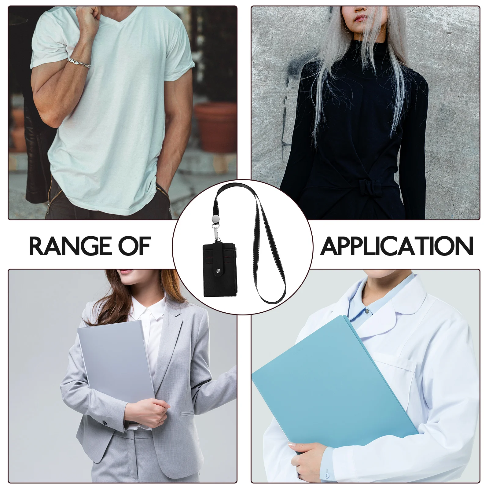 

Holder With Lanyard Name Badge Tag Sleeve Protective Card Sleeve For Student Teacher Businessman Portable