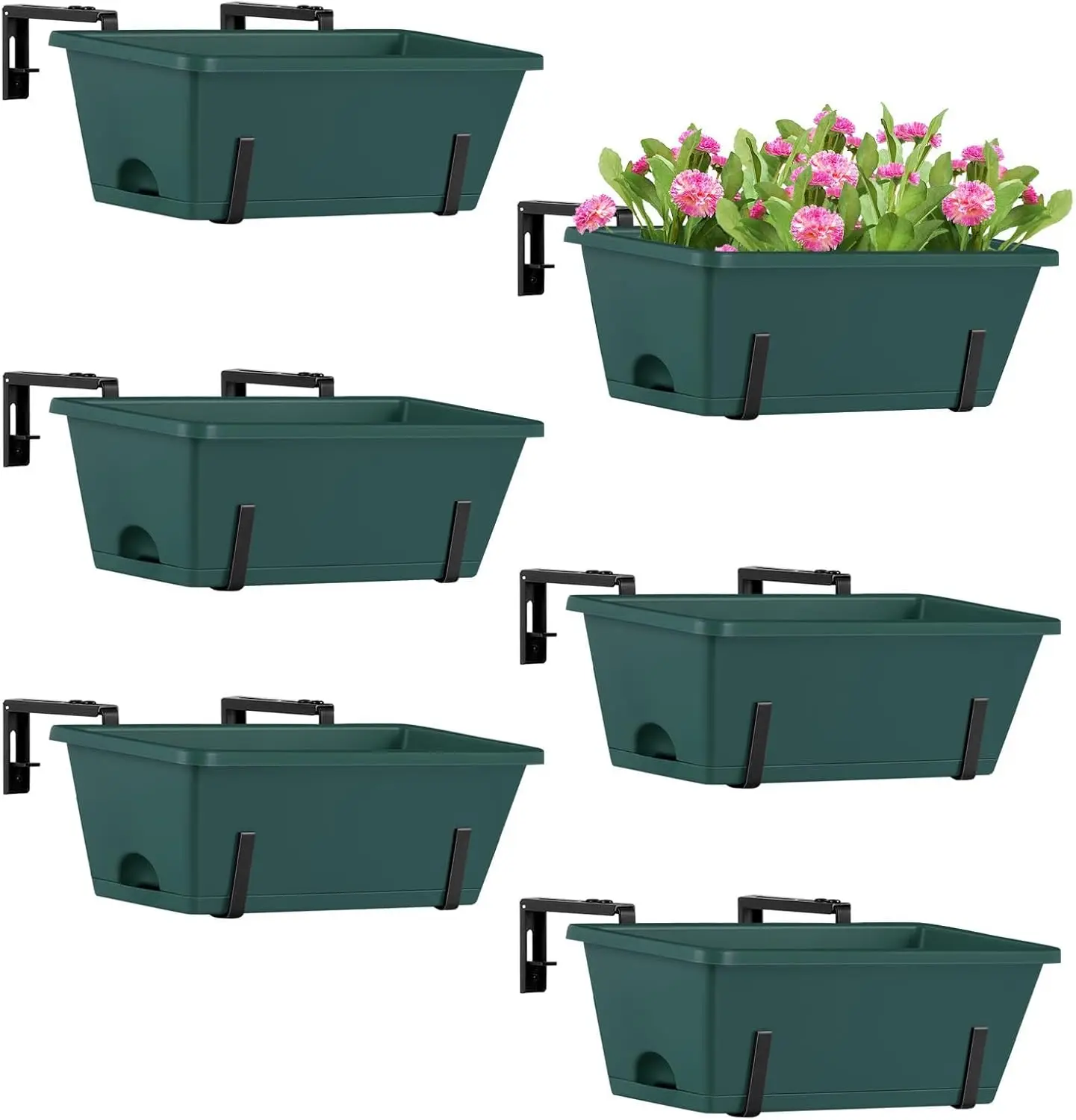 

Набор из 6 регулируемых подвесных кашпо с дренажным поддоном для использования в помещении, на улице, на террасе и газоне