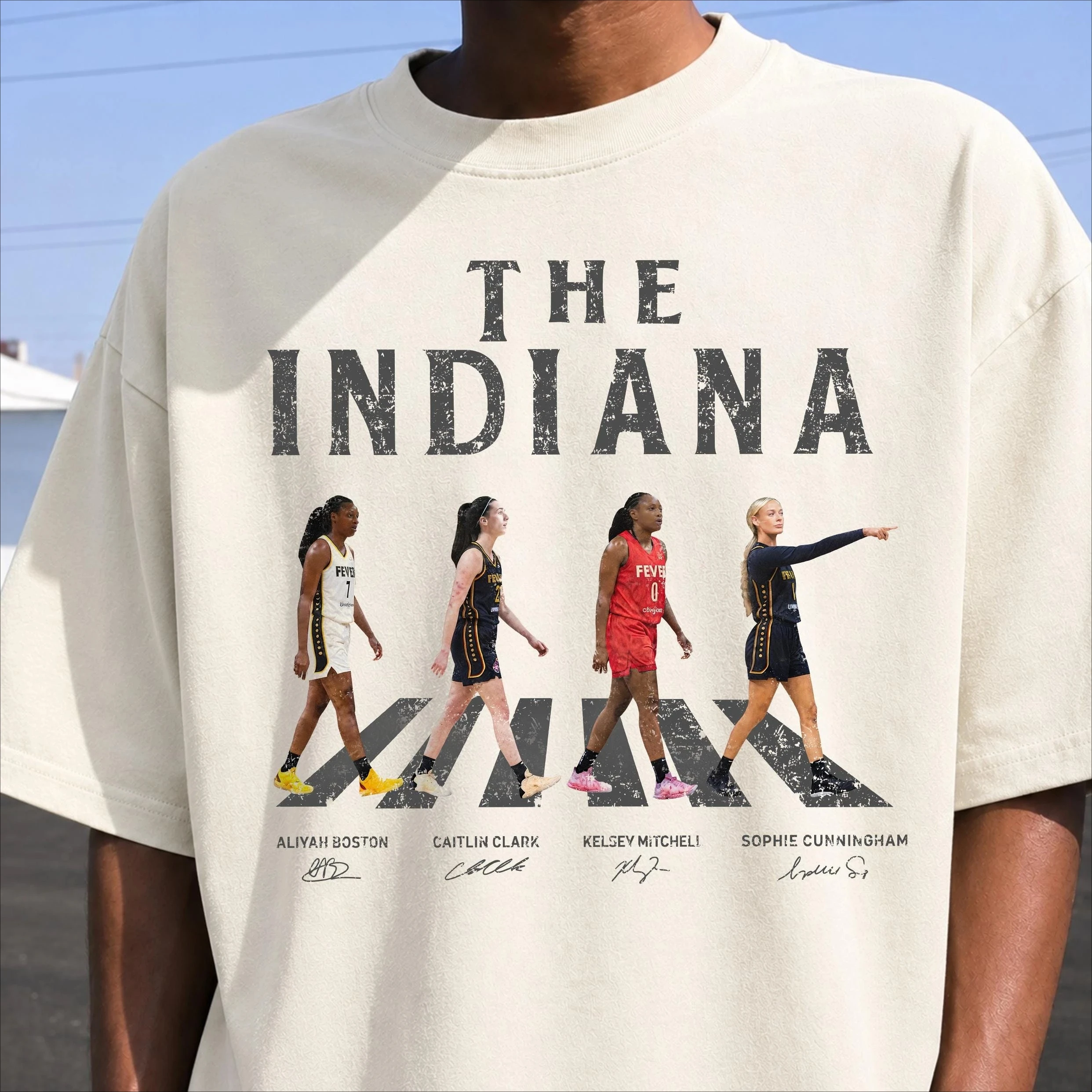 Indiana Fever Walking Road Shirt, Caitlin Clark Aliyah Boston Sophie Cunningham Kelsey Mitchell T-Shirt – Detail 5