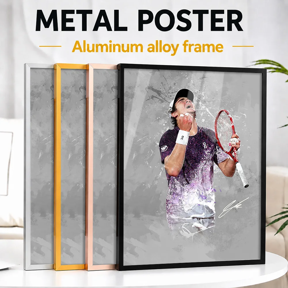 Joao Fonseca Tennis Victory Framed Metal Poster Personalized Photo Bold Action Style Wall Art For Clubhouse Memorable Fan Gift