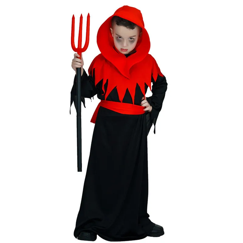 Boys Hell Devil Red Demon Cosplay Children Halloween Azrael Death Costumes Kids Carnival Parade Purim Role Play Show Party Dress