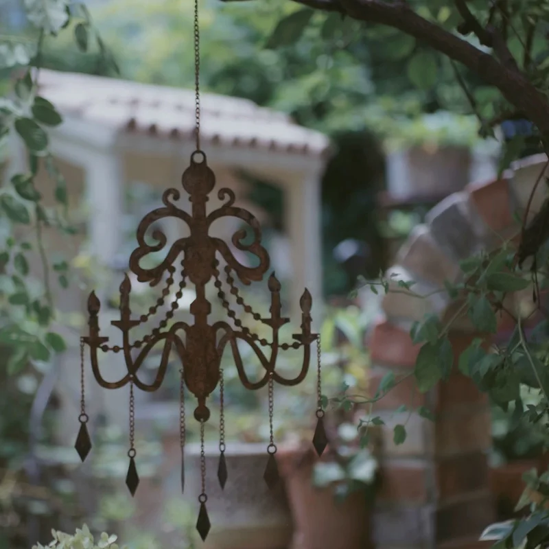 

French Retro Rusty Old Chandelier Design Hanging Chain Decorative Pendant