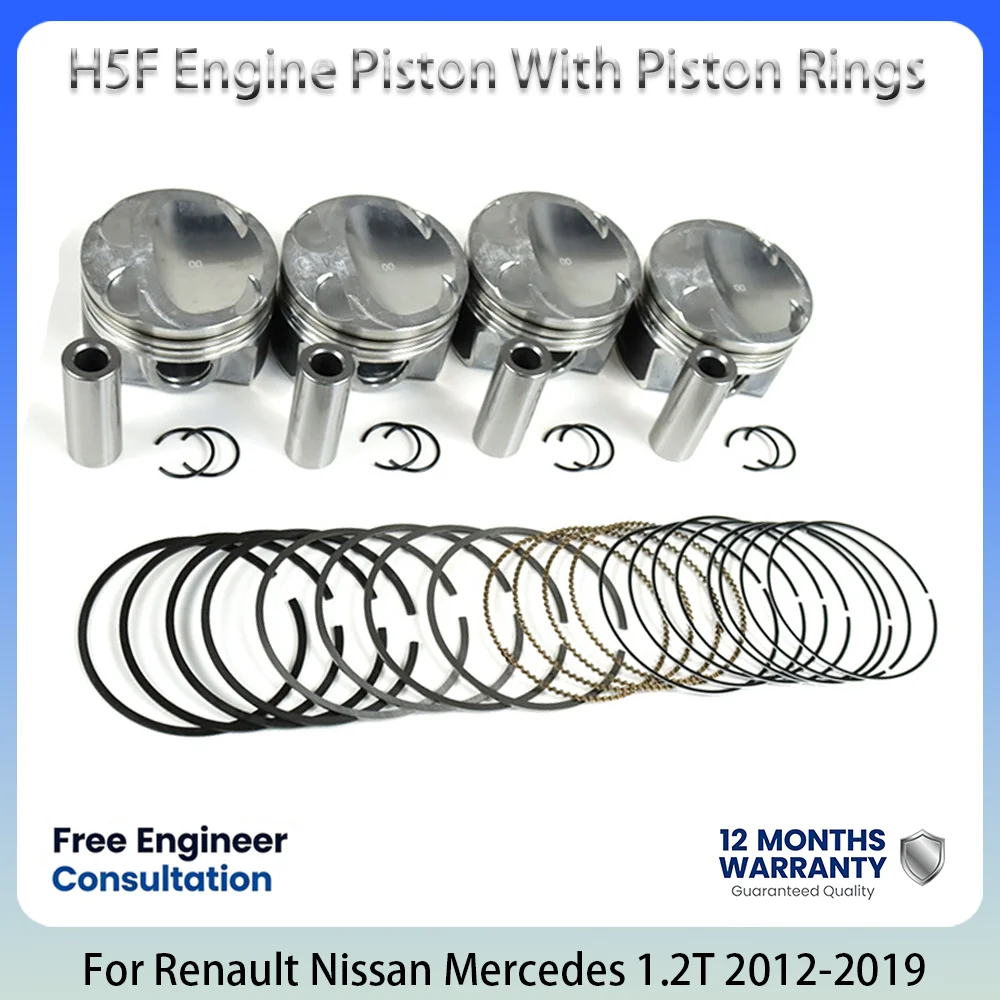 Pistón de Motor con Anillos de Pistón para Renault Nissan Dacia Mercedes Citan 1.2T 1.2 L T L4 H5F TCe Turbo Gasolina 12-19 120A11396R