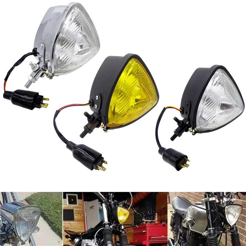 1pc H4 Motorcycle Triangle Headlight Front Lamp for Harley Softail Sportster Dyna Cafe Racer Bobber Chopper Moto Lighting Parts