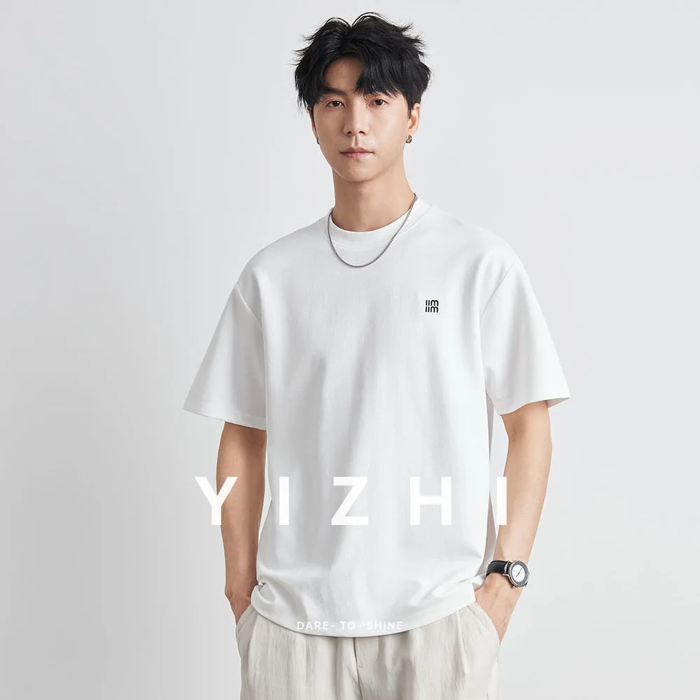 2025 Estate Nuovi Uomini Allentati a maniche corte Casual Traspirante ad asciugatura rapida T-shirt in seta di ghiaccio Tinta unita Mezza manica Top M-3XL