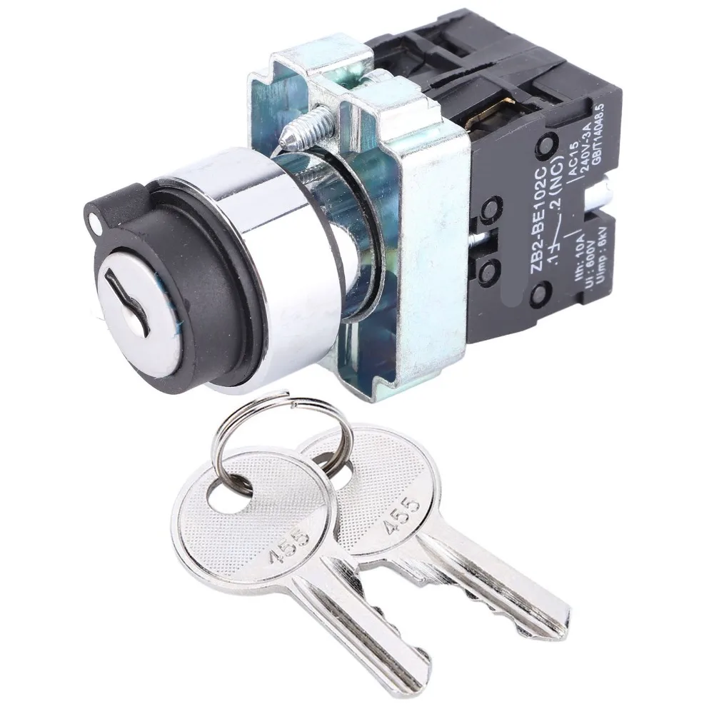 

Двухпозиционный ключевой замок ZB2BE101 ZB2BE102C, 240В-3А, с функцией самовозврата, модульная конструкция, поворотный, промышленный