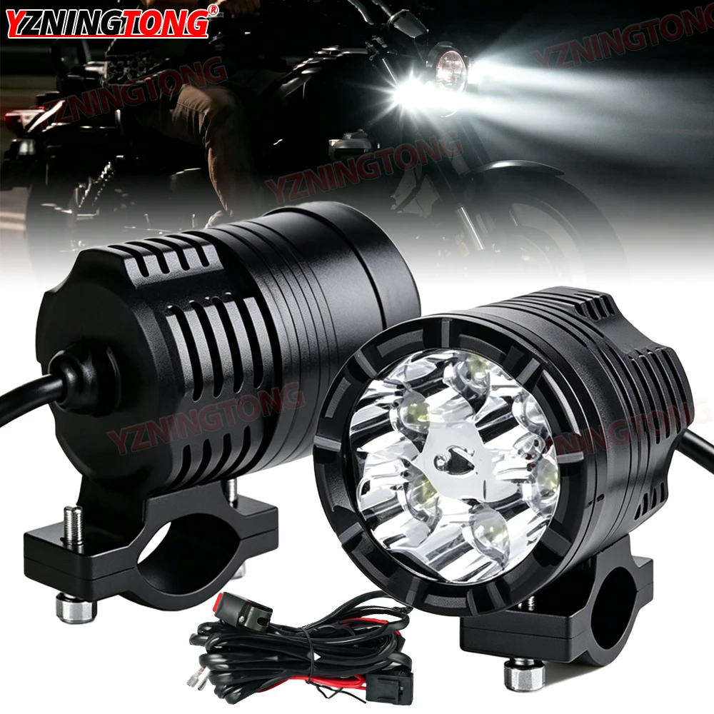 Motorcycle Strobe LED Headlights 2000W High Low Beam Led Spotlight Fog Light Work Lights Accessories for Moto ATV SUV 20000000LM
