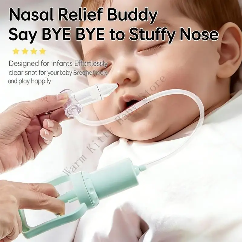 

Baby Nasal Aspirator Manual Handpulled Mucus Remover with Soft Silicone Tip Reusable Anti-backflow Nose Sucker