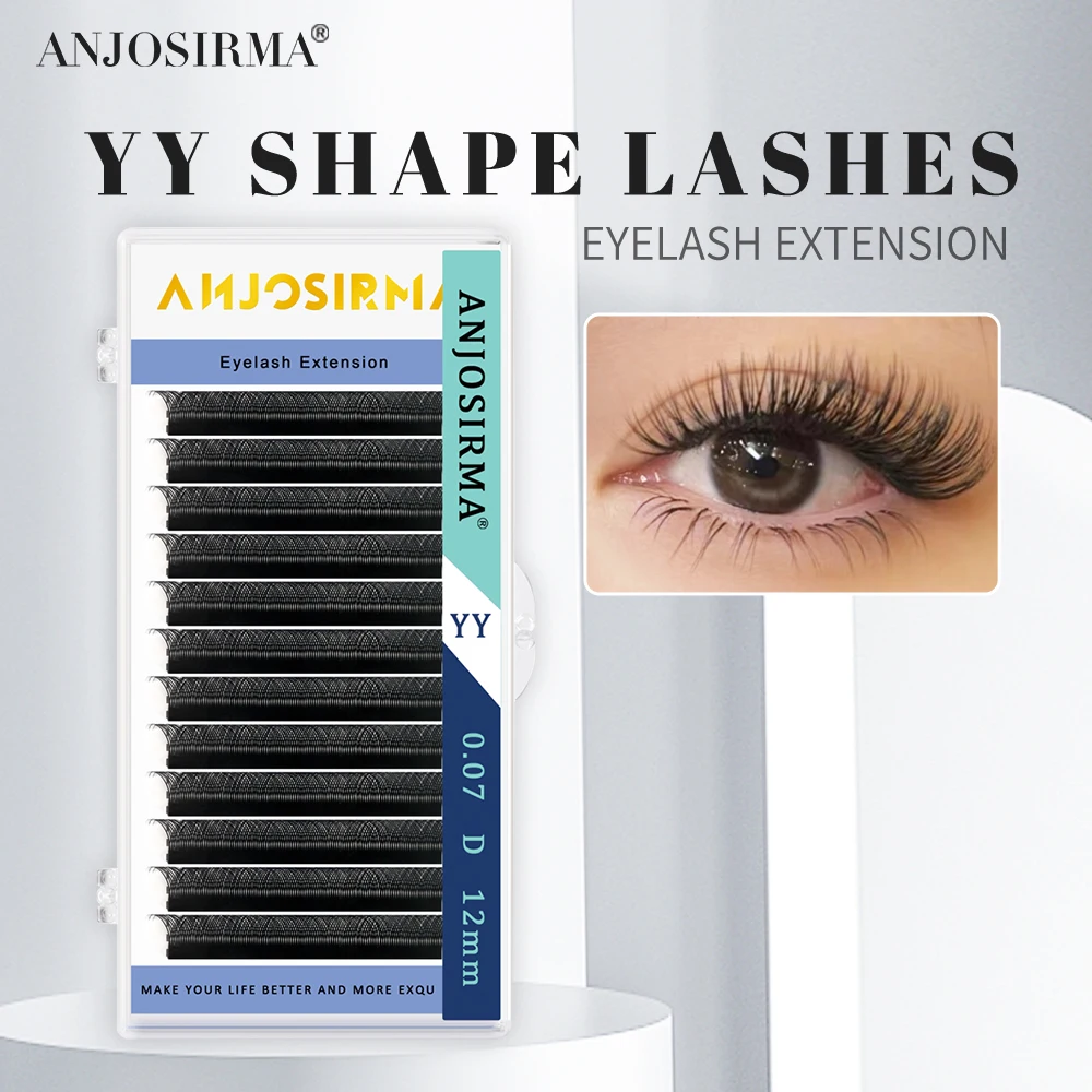 ANJOSIRMA YY Shape Eyelash Extensions Premium C/D/DD Curl Black Y Lashes Premade Volume Fans Individual Eyelashes Supplies Makeu