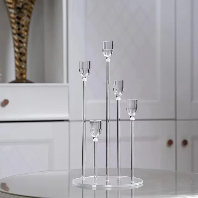 

5-10Pcs 5 Arms Taper Candle Holder Acrylic Candelabra Centerpieces for Party,Home Decor, Christmas Decoration, Wedding Event