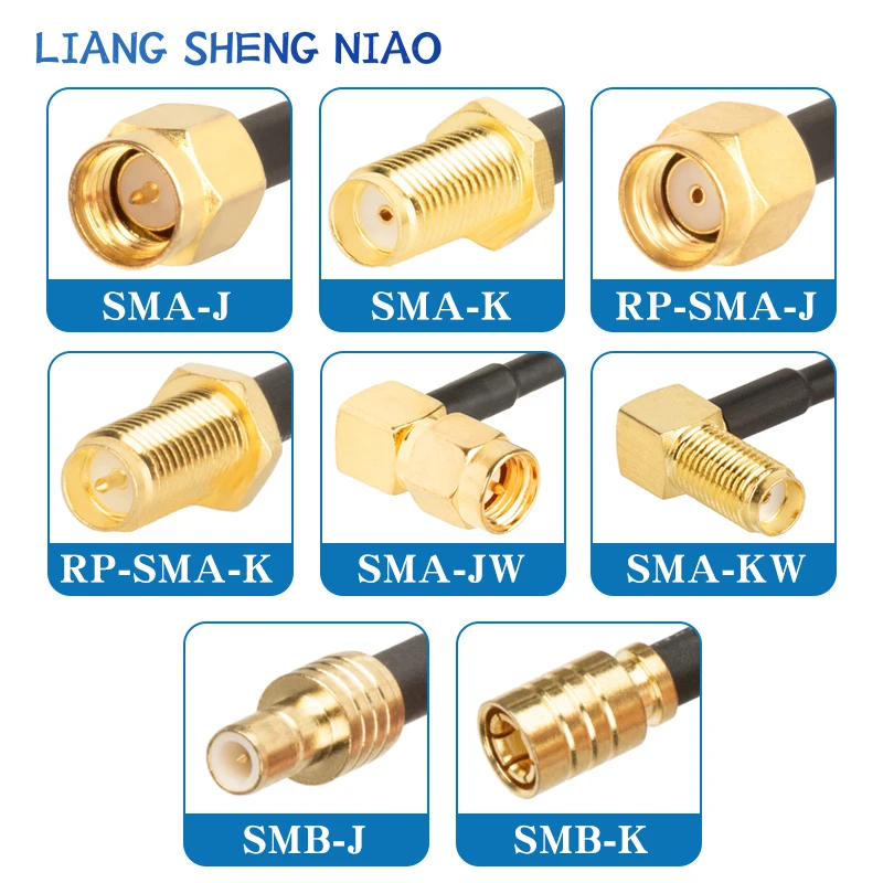 RG316 Coax Cable SMB To SMA Male Female Right Anlge Connector SMB To SMA Crimp for Cable Low Loss Fast Delivery RF Cable 0.1-20m