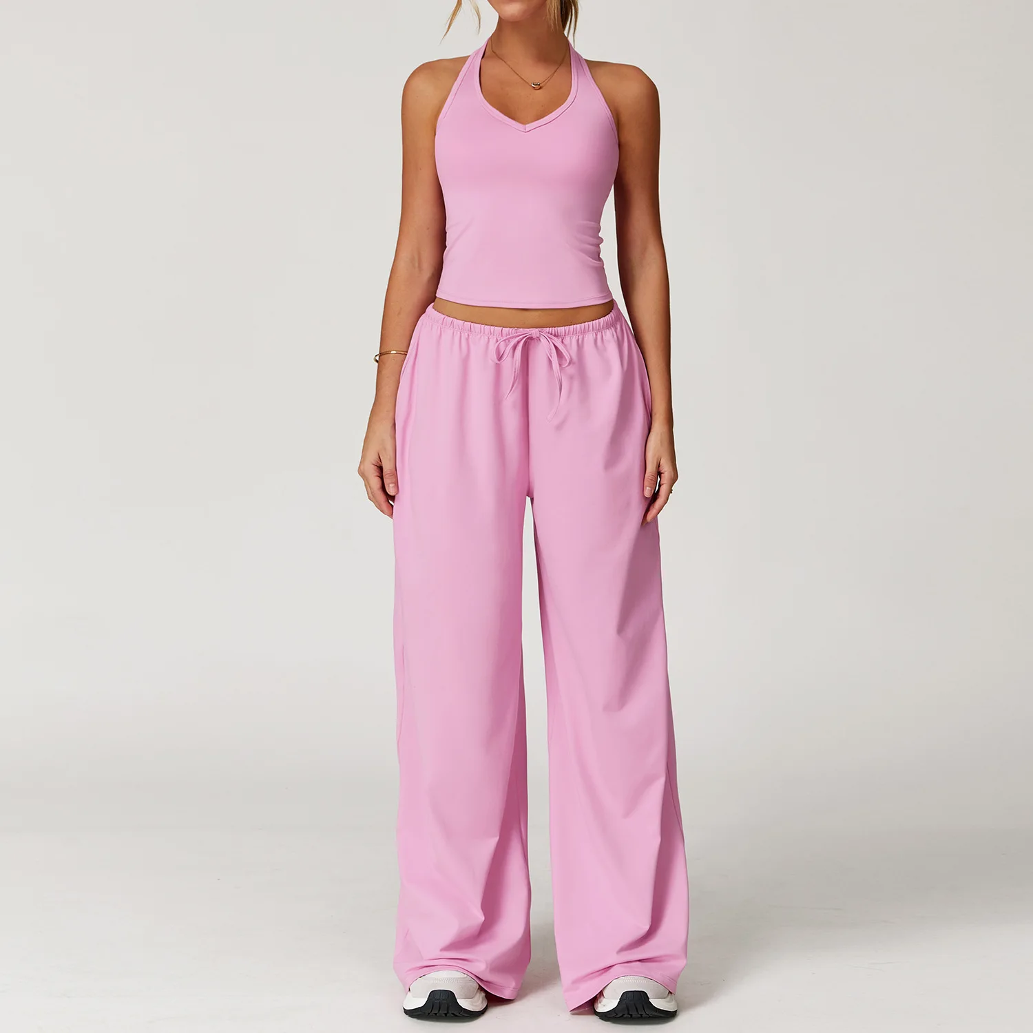 

Yoga Clothes Set 2 Piece Gym Set Women Tracksuits Sports Straight Pants Yoga Vest Top Fitness Suit Running Workout Tracksuit