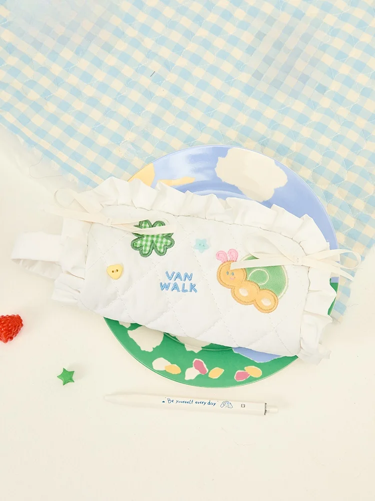 VANWALK ピクニックシリーズ大 Capaci ジッパー鉛筆ケース学生文具バッグレーストリミング枕猿ポリエステル素材