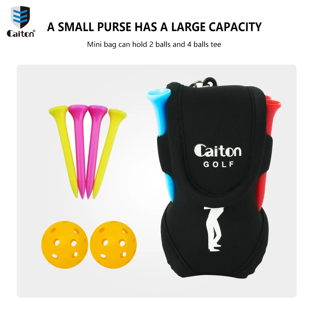 Caiton Waterproof Mini Golf Bag: Includes 4 Tees and 2 Balls, Hooks on Any Bag or Belt, Golf Accessory