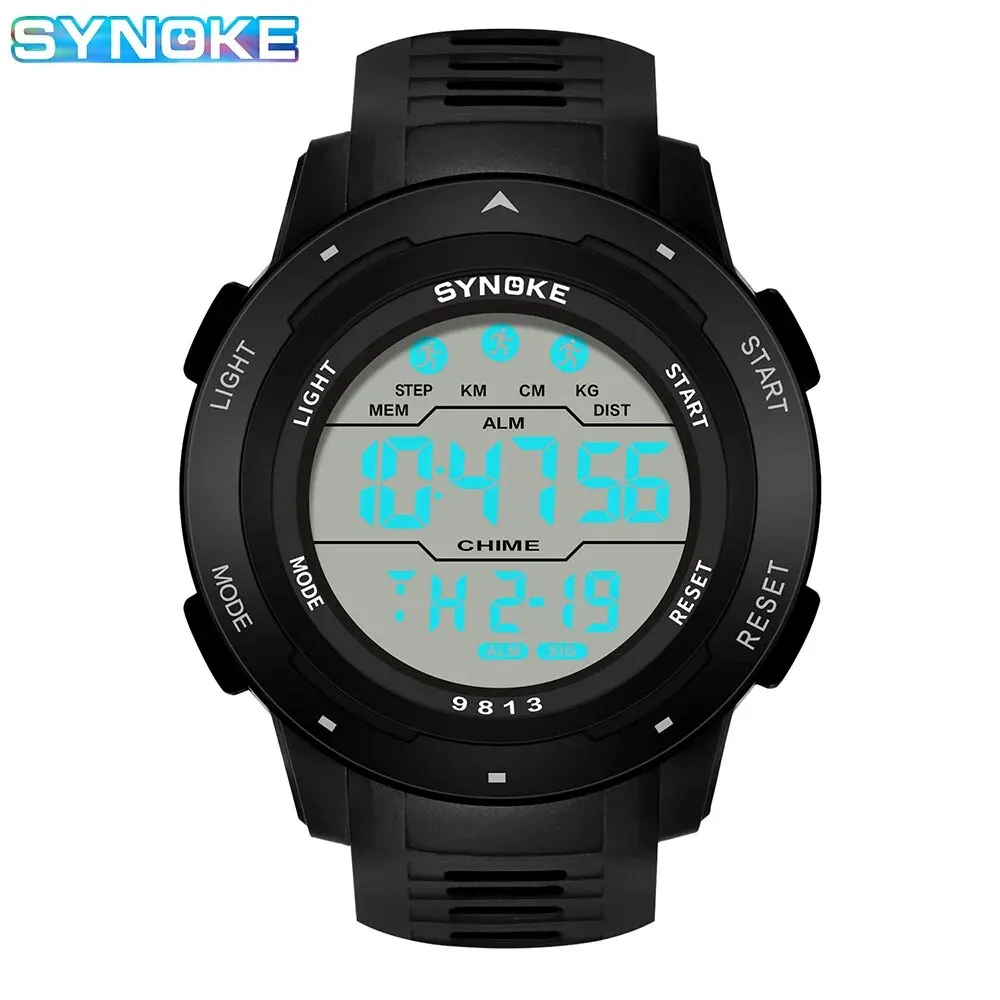 SYNOKE Men Digital Watch Sports Watches Timing Function Alarm Clock Waterproof 50M Digital Watch Military Clock Large Screen