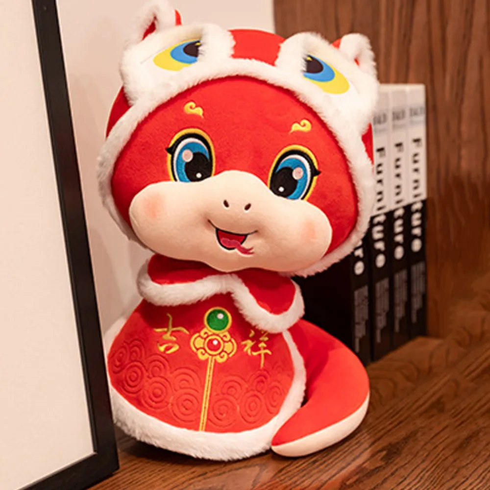 สวัสดีปีใหม่ 2025 งูปี Plush Mascot PP ผ้าฝ้ายนุ่มงูปี Mascot ของเล่นตุ๊กตาสัตว์น่ารัก Lucky ตุ๊กตางู Plushies