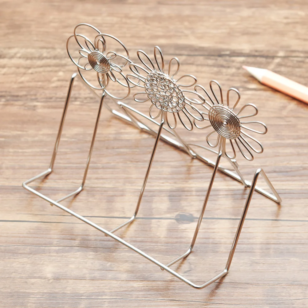 Stainless Steel Vertical Card Holder Desktop Organizer Phone Stand Office Card Storage Rack Compact Design