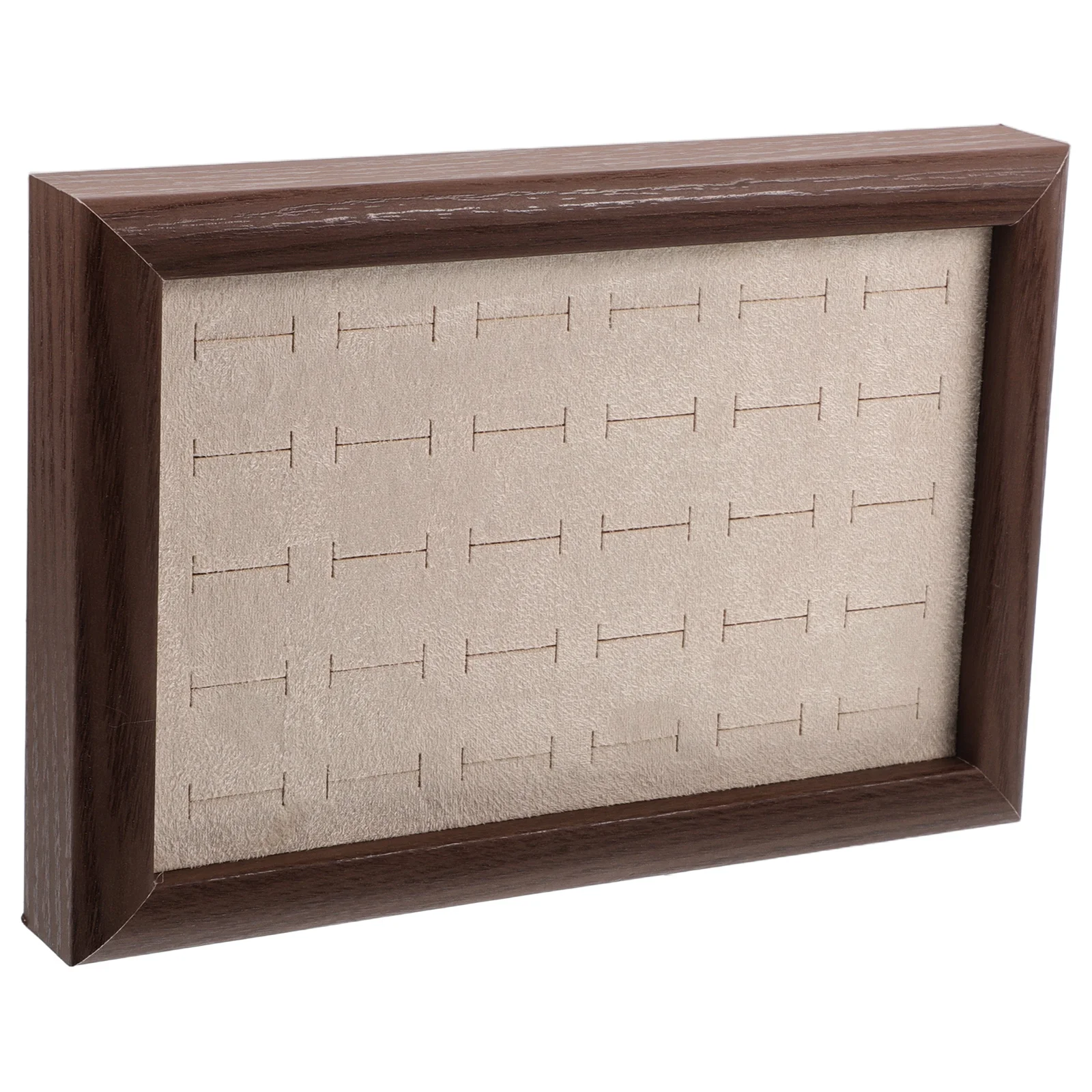 Wood Color Ring Storage Box Walnut Jewelry Tray Necklace Holder Bracelet Display Suede Earring Pendant Organizer Home Store