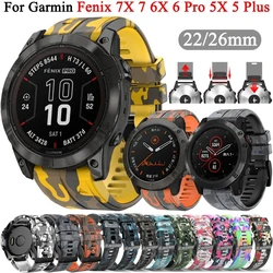 Garmin Fenixウォッチ用クイックフィットシリコンバンド、リストバンドブレスレット、26mm、22mm、fenix 7、7x、pro 6x、6 pro、5、5xプラス、フォアランナー965、955用