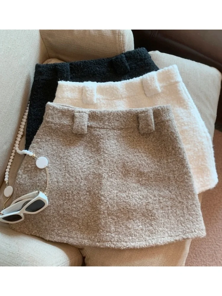 

Новая осенне-зимняя юбка из овечьего меха в стиле ретро, женская, маленький размер, с завышенной талией, облегающая, предотвращающая просвечивание, А-силуэт...