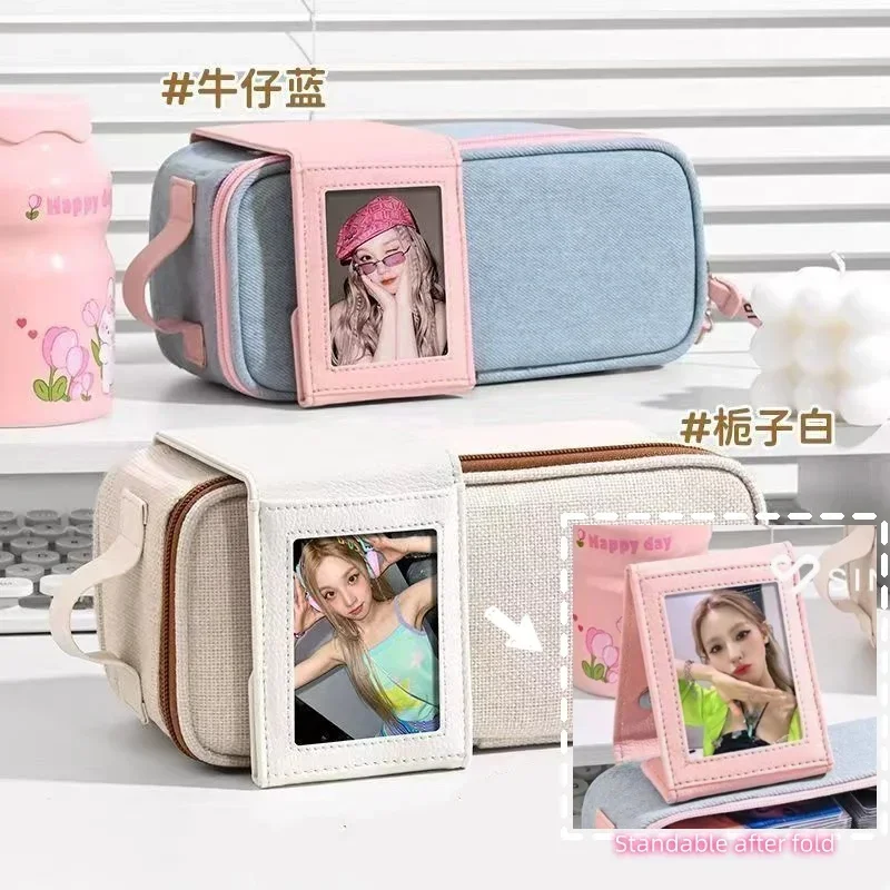 estojo de grande capacidade com bolsa k pop photocard bolsa pequena caneta criativa bonito e criativo papelaria coreana ins 01