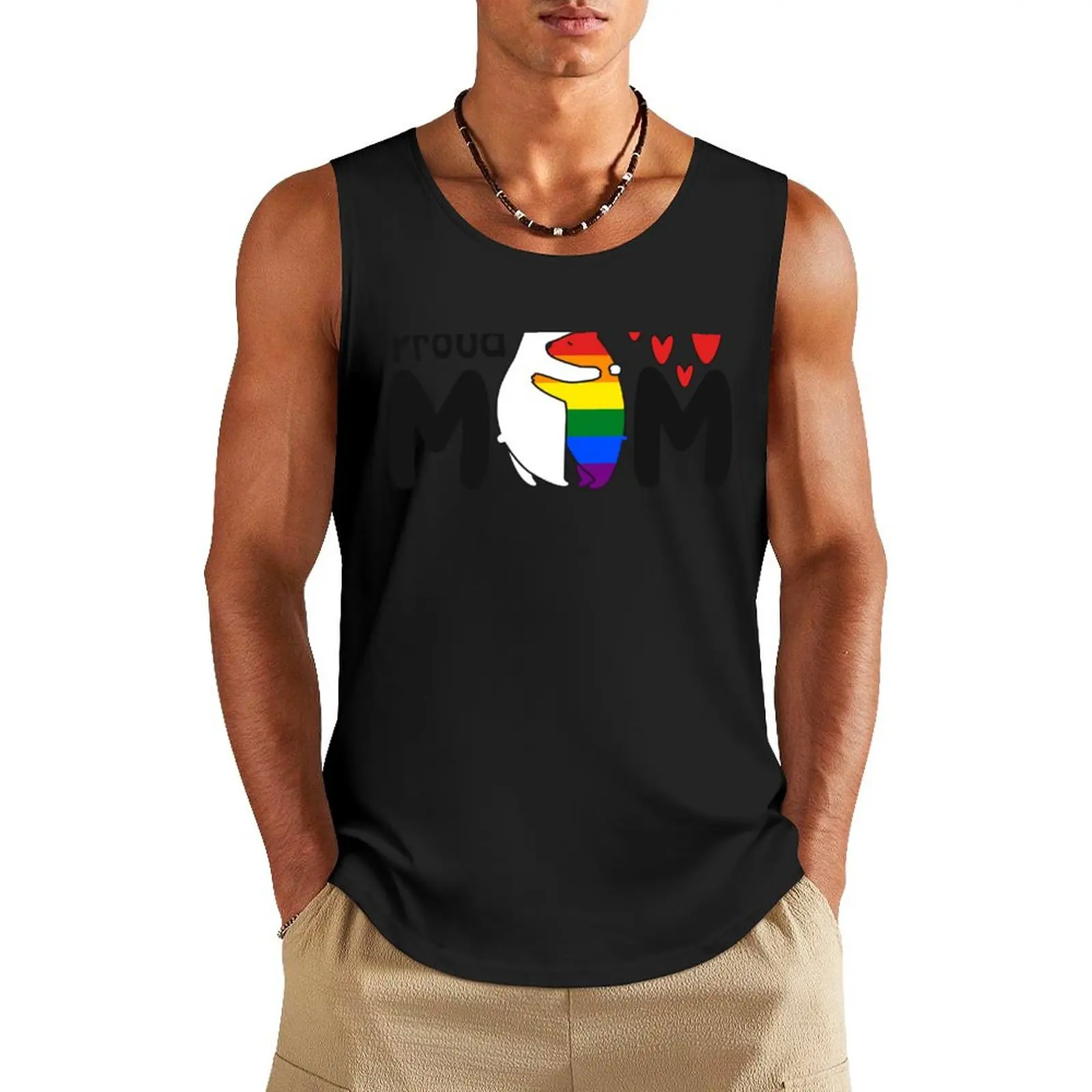 

Bear Hug Proud Mom LGBT rainbow Mother Kids Tank Top T-shirt men Men's tops