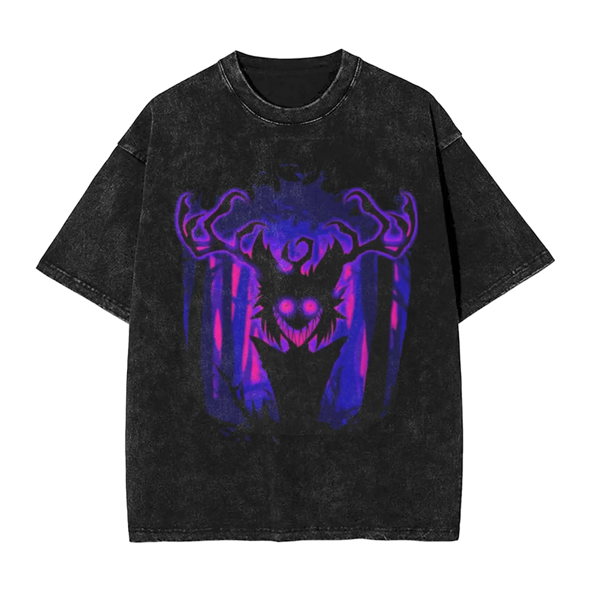 Alastor in the Woods Hazbins Hotels Washed T-Shirt Men Y2K Casual T-Shirts Beach O-Neck Popular Tee Shirt Loose Oversized Tops