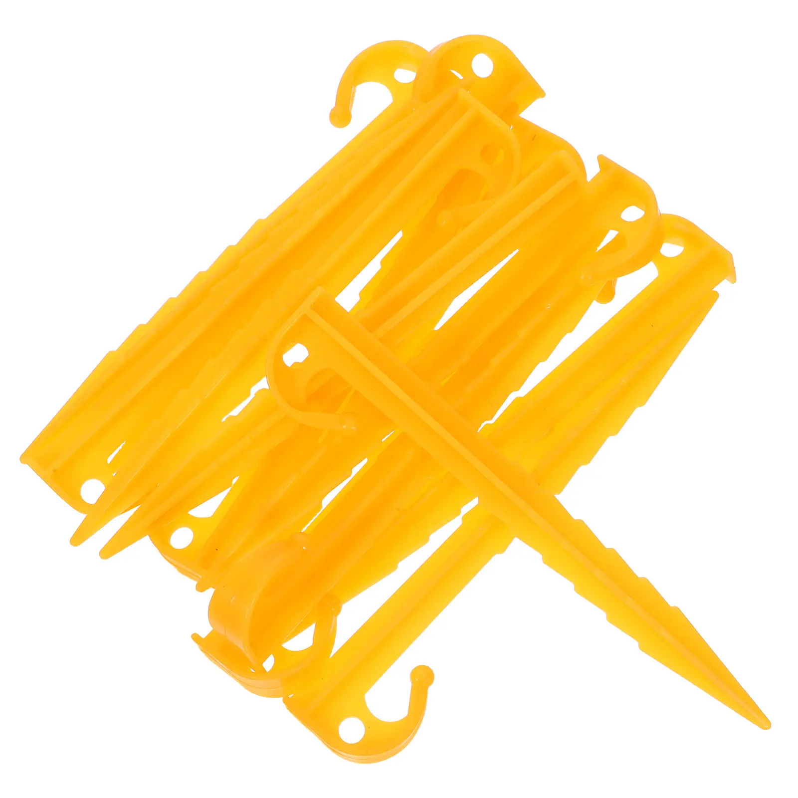 13Pcs Outdoor Plastic Tent Stakes Yellow Serrated Thread Grip for Beach Sand Grass Camping Hiking Windproof Ground Anchor Kit
