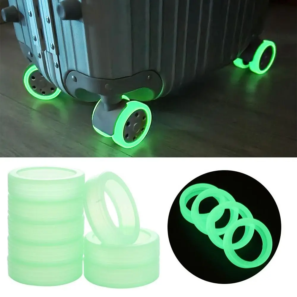 4/8Pcs Luminous Luggage Wheels Protector With Silent Sound Wheel Wear Wheels Cover Silicone Luggage Accessories Trolley Box New