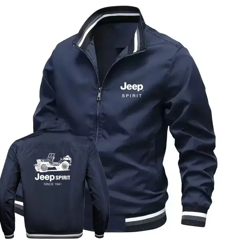2026 Spring and Autumn Fashion Jeep Logo Jacket, Motorcycle Baseball Jacket, Casual Loose Sports Stand up Collar Jacket